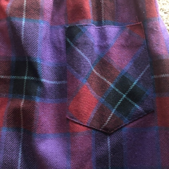 VTG Plaid Tartan Wool Belted A Line Skirt Sz 12 Purple Berry & Brick Red Winter - Picture 2 of 5